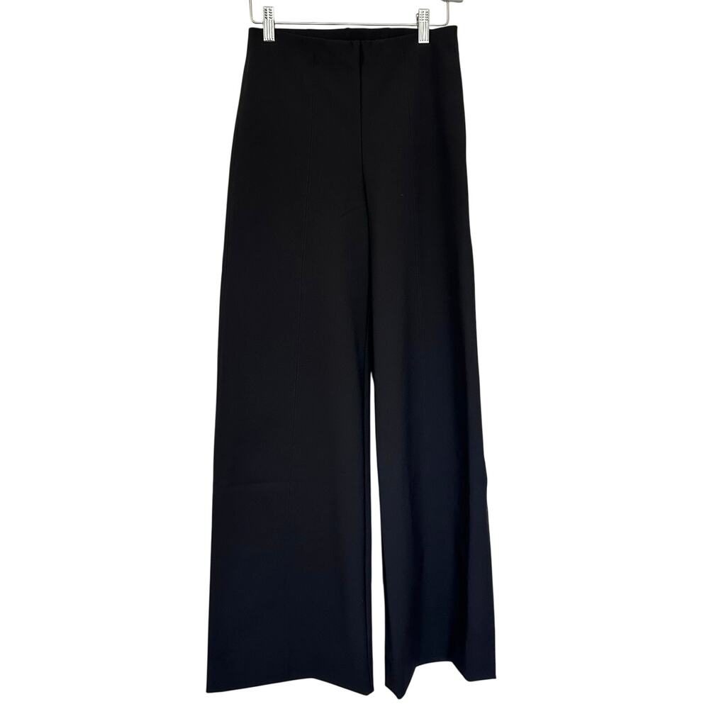 Franne Golde S NWT Black Tech Stretch Wide Leg Pull On Pants Minimalist